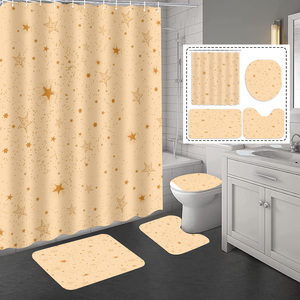 Set di Tende da Doccia Impermeabili con Motivo <span class=keywords><strong>Galassia</strong></span> Viola, Set di 4 Pezzi per Decorazione Bagno con Cielo Stellato, per Vendita al Dettaglio e Distribuzione - Product Image 5