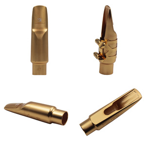 Embouchure de saxophone <span class=keywords><strong>alto</strong></span> en métal plaqué or satiné Eastern Music, embouchure de saxophone <span class=keywords><strong>jazz</strong></span> à chambre profonde avec ligature et étui zippé - Product Image 6