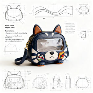 Custom <b>Clear</b> PVC Ita <b>Bag</b> Single Handle Fashion Design with Animals Shape Polyester Lining for Customized design - Product Image 2