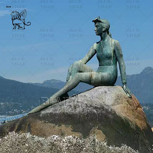 Blve Landschap Decoratieve Hedendaagse Kunst Metalen Koper Naakt Meisje Standbeeld Levensgrote Bronzen Messing Sexy Vrouw Sculptuur - Product Image 3
