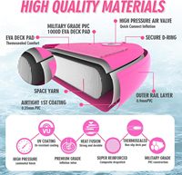 Planche de paddle gonflable YASKA rose 11' tout usage (SUP) avec une charge maximale de 200 kg, certifiée CE, en PVC Drop Stitch, portable