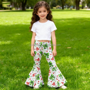 Pantaloni svasati invernali Casual personalizzati per bambine pantaloni per bambini con stampa natalizia <span class=keywords><strong>Leggings</strong></span> con fondo a campana in <span class=keywords><strong>velluto</strong></span> all'ingrosso - Product Image 4