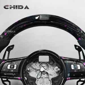 Convient à Volk-<span class=keywords><strong>sw</strong></span>-ag-en <span class=keywords><strong>Golf</strong></span> 7 <span class=keywords><strong>GTI</strong></span>, CC, Magten, Passat, Tiguan Custom purple Forged Carbon Fiber LED Steering Wheel - Product Image 1