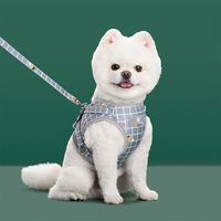 Harnais réfléchissant à carreaux en polyester pour chat et chien, style gilet, avec laisse respirante pour promener les chiens