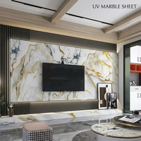 Plaque PVC Marbre UV Dorée Haute Qualité 2mm Étanche Écologique Ignifuge pour Panneau Mural Intérieur Doré à Découper