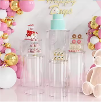 Lot de 3 supports cylindriques en acrylique blancs pour présentation de desserts et gâteaux, idéaux pour mariages et anniversaires