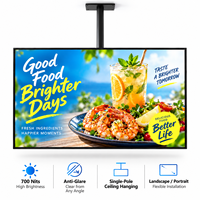 Écrans publicitaires LCD anti-reflets pour vitrine, menu numérique Android mural suspendu de 43/50/55/65 pouces, 700 nits, affichage TV