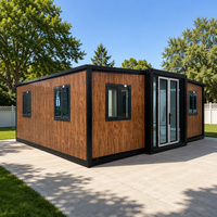 Maison conteneur pliable à panneaux sandwich 20 pieds, 2 chambres, hauteur intérieure 2400 mm, livrée pliée, logement résidentiel type granny flat