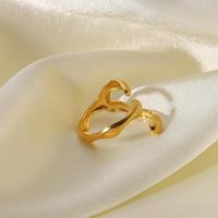 Bague femme en acier inoxydable, sens géométrique, bord décalé, texture croisée, bague d'ouverture, ornement