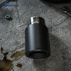 Real Gloss Black Carbon Fiber Exhaust Tail Pipe Tip 304SS Straight Cut <b>Clamp</b>-On Muffler Tip Universal Fit - Product Image 5