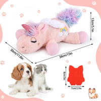 Jouets en peluche pour chien avec simulation de battement de cœur de licorne, compagnon de sommeil, jouet apaisant pour chien, anti-anxiété