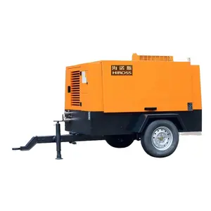 Hiross Industrial Mining Drill Diesel Portable Air Compressor 185Cfm 8Bar China famous brand water well drilling rig core drill