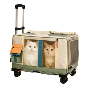 أنيقة كبيرة الحيوانات الأليفة السفر الناقل نمط الحيوان دائم شبكة القماش سستة إغلاق مربع الشكل مصنع منفصلة الكلب القط عربة - Product Image 1