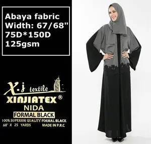 Tallas grandes Dubai ropa islámica Nida tela color sólido abaya mujeres musulmanas vestido mujeres abaya tela