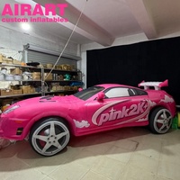 Éclairage LED décoratif pour voiture gonflable rose, modèle de voiture de course gonflable personnalisé pour la publicité