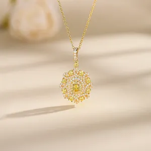 Ожерелье с желтым кубическим цирконием, ожерелье с кристаллами из цитрина и фьюжн, свадебное Ювелирное Украшение, Золотое 925 серебро, роскошная женская цепочка