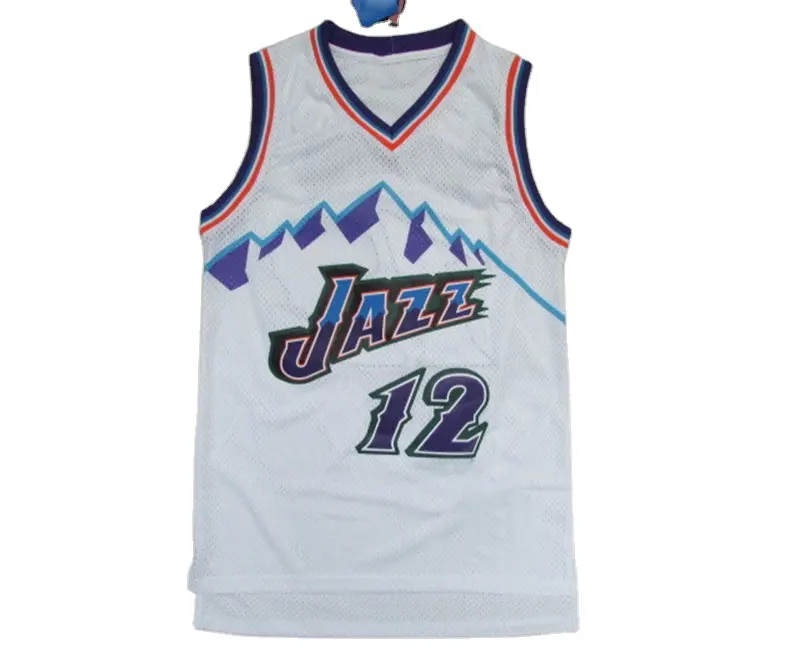 מותאם אישית גברים רטרו אוטה ג 'רזי #12 ג' ון stockton #32 karl malone כדורסל ג 'אז jerseys איכות עליון ספורט ספורט