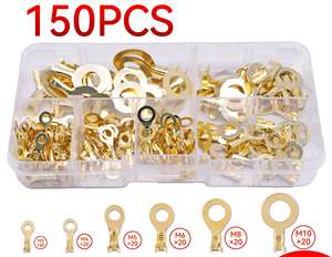 150 pièces/ensemble bornier rond cosses de type O bornes connecteur pressé à froid cuivre onglet câblage nez combinaison ensemble nouveau - Product Image 6