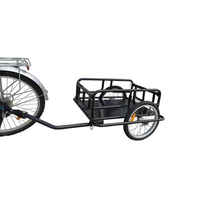 Remorque de vélo pliable en acier pour le transport de marchandises, homologuée CE, charge utile de 60 kg, couleur argent, poids net de 14,7 kg, poids brut de 16,8 kg, norme OEM, vente en gros