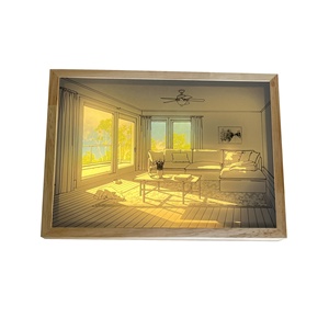 Verlichting Schilderij Led Gloeiende Fotolijst Zonneschijn Schaduw Fotolijsten Usb Oplaadbare Acryl Voor Woonkamer Muur Kunst