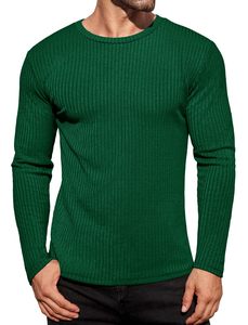 Magliette a Maniche Lunghe da <span class=keywords><strong>Uomo</strong></span>, Pullover a Coste, Maglie Termiche Aderenti, Sottomaglie Elasticizzate con Collo Rotondo - Product Image 5
