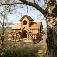 Mangeoire à oiseaux en bois massif pour le commerce extérieur, mangeoire suspendue d'extérieur de style pastoral, ornement statue style villa