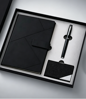 Ensemble cadeau créatif pour entreprise, comprenant un porte-cartes de visite en métal, un carnet et un bloc-notes, avec porte-cartes de visite