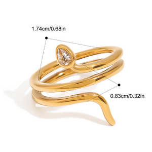 Anello di <span class=keywords><strong>serpente</strong></span> per le donne in acciaio inossidabile gioielli Non appannati oro 18K placcato ipoallergenico gioielli di moda Bijoux Bague <span class=keywords><strong>serpente</strong></span> - Product Image 5