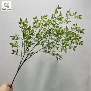 Nandina <span class=keywords><strong>Domestica</strong></span> Artificial deja colgante verde celestial bambú 110cm para decoración de fondo de boda - Product Image 1
