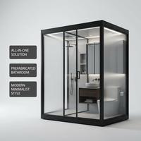 Ensemble de douche coulissant rectangulaire moderne en aluminium avec kit de douche d'angle en verre, incluant panneau mural de douche
