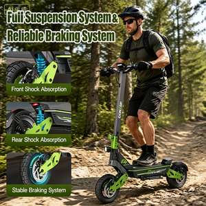 Trottinette électrique pliable GOKEEP F4, déverrouillage intelligent NFC, pneus antidérapants de 10 pouces, suspension intégrale, vitesse maximale de 25 km/h, certifiée CE, autonomie de 34 milles - Product Image 1