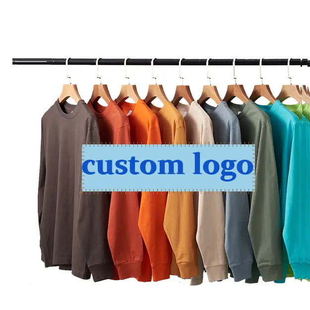 Großhandel 230gsm Herren Langarm T-Shirt gekämmte Baumwolle OEM Logo reine Grundfarbe Logo benutzer definierte Kultur Shirt Herren Shirts