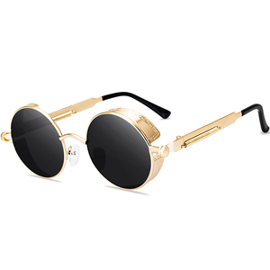 Lunettes de soleil vintage en métal steampunk avec logo personnalisé, monture intégrale, UV400, pour hommes et femmes - Product Image 2