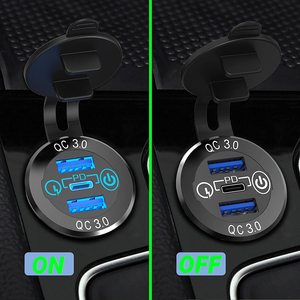 Ổ Cắm USB C 12 Volt, QC 3.0 Kép 18W & PD 30W Loại C Bộ Ba Ổ Cắm USB 12 V Bộ Sạc Xe Hơi Bằng Nhôm - Product Image 2
