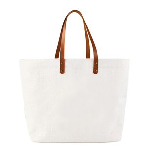 <strong>Custom</strong> Logo Waterproof Reusable Big Grocery <strong>Bag</strong> Eco Friendly Travel Women <strong>Foldable</strong> Shopping Beach <strong>Tote</strong> <strong>Bag</strong> With Leather Handles - Product Image 1