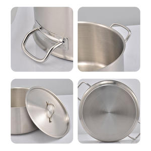 Marmite en acier inoxydable à fond tri plis robuste avec couvercle en acier Double poignée pour marmite à gaz à induction de soupe - Product Image 2