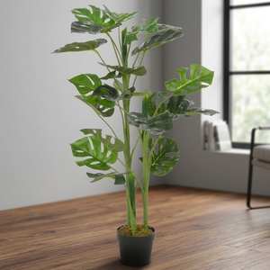 Pianta artificiale Monstera con vaso verde 39.4 pollici categoria di prodotto piante artificiali & verde - Product Image 3