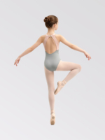 Justaucorps de danse en velours menthe doux et extensible avec jolies fleurs et large ruban de satin