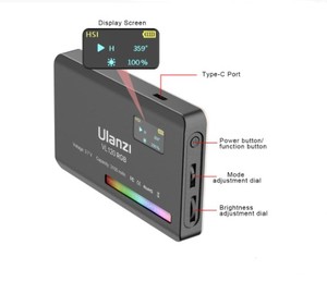 <span class=keywords><strong>Ulanzi</strong></span> ไฟ LED กล้องวิดีโอ <span class=keywords><strong>VL120</strong></span> <span class=keywords><strong>RGB</strong></span>,ไฟสตูดิโอถ่ายภาพหรี่แสงได้3100-2500 K สีเต็มรูปแบบชาร์จไฟได้9000 MAh - Product Image 4