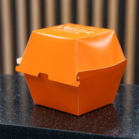 Boîte à hamburger jetable en papier avec couvercle à charnière, design coquille, avec logo personnalisé, pour la livraison de hamburgers à emporter