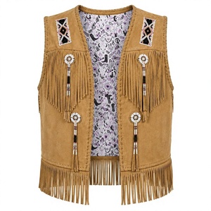 Gilet en cuir suédé de style western pour homme avec doublure personnalisée et franges |   Fournisseur de vestes en cuir artisanales de qualité supérieure - Product Image 1