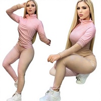 Ensemble deux pièces sportif anti-plis en tissu tissé à imprimé floral rose pour femme J2620, été/automne, en stock