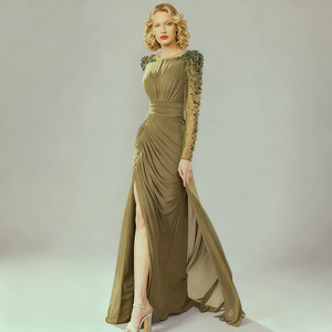 On Sale Olive Green Long Sleeve Dress Hand-Dyed Design | Alibaba.com