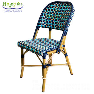 كرسي من الخيزران الخوص للحياة السعيدة في الهواء الطلق ، أثاث فناء تجاري من الألومنيوم للحديقة ، ورشة عمل مطبخ حديقة بيسترو الفرنسية - Product Image 3