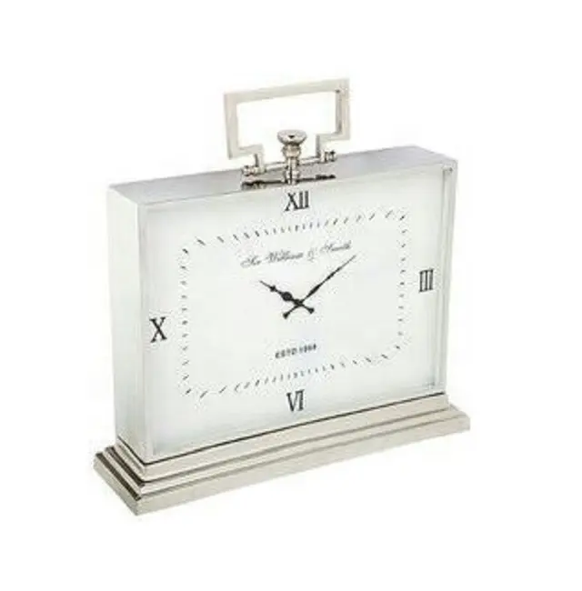 Horloge de bureau de style moderne meilleure vente horloge en verre prix de vente entier nickelé haute finition nouvelle horloge de table de style