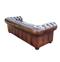 Luxuriöses Chesterfield Konvertierbares 3-Sitzer Echtleder-Sofa Klassisch Tief Gesteppt Elegantes Wohnzimmermöbel Lagerware