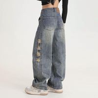 Advanced Sense Jeans pour hommes personnalisés Style baggy déchiré avec jambe droite ample Vintage délavé Look décontracté High Street reconnu