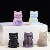 Statue de chat en améthyste, cristal, guérison, protection spirituelle, artisanale, porte-bonheur, décoration d'intérieur, cadeau