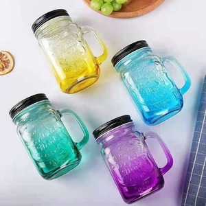 Rộng Miệng Vuông 16Oz 450Ml Ice Lạnh Uống Nước Trái Cây Smoothies <span class=keywords><strong>Mason</strong></span> Lọ Uống Thủy Tinh Có Nắp Đậy Và Rơm Và Xử Lý - Product Image 5