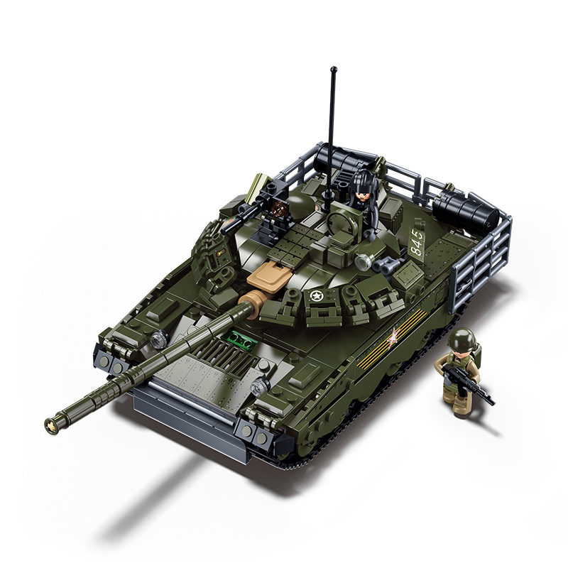 Sluban T-80BVMS/T-80US, основной боевой танк, конструктор, игрушки, подарки для военной армии, коллекция энтузиастов